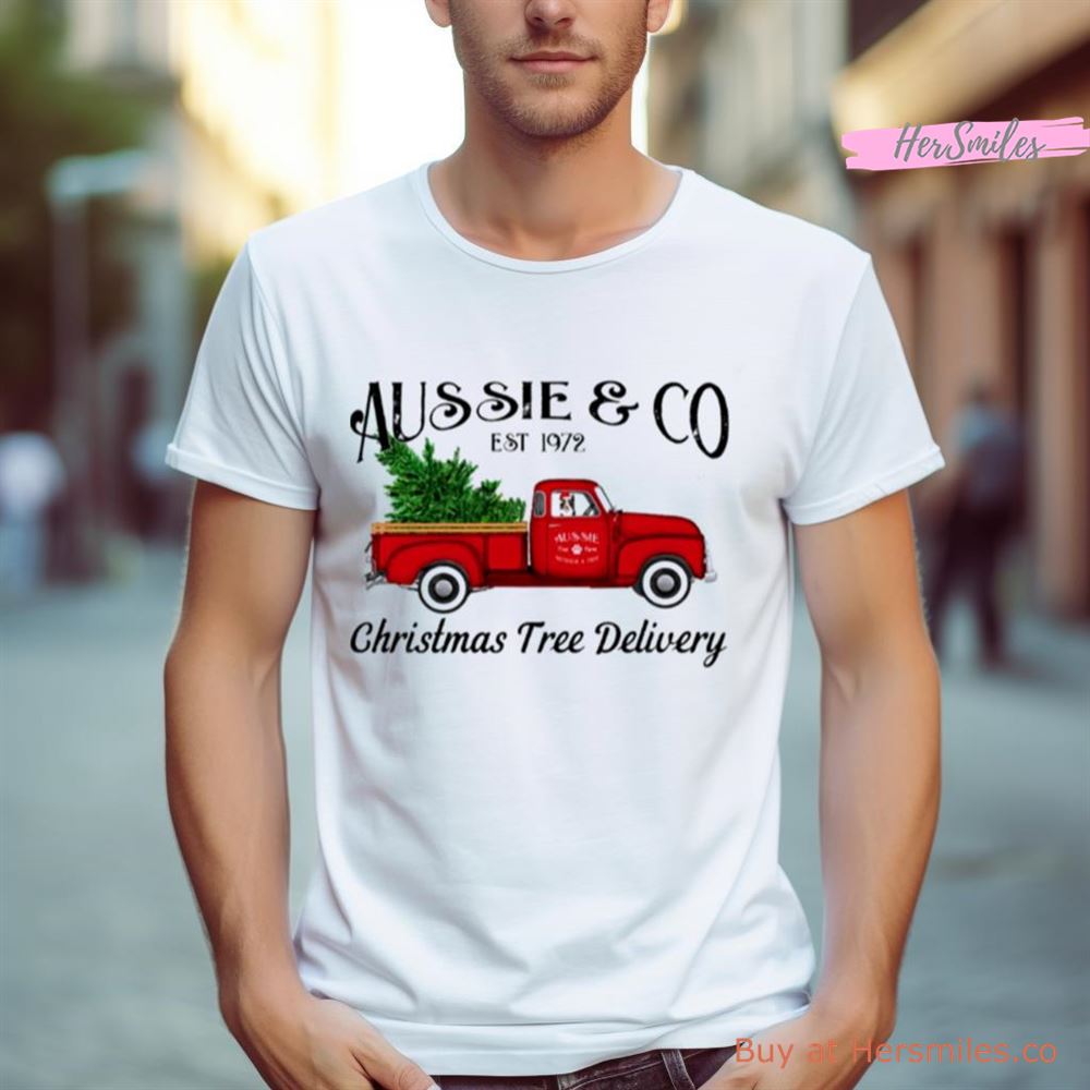 Aussie Australian Shepherd Christmas Tree Antique Truck Shirt