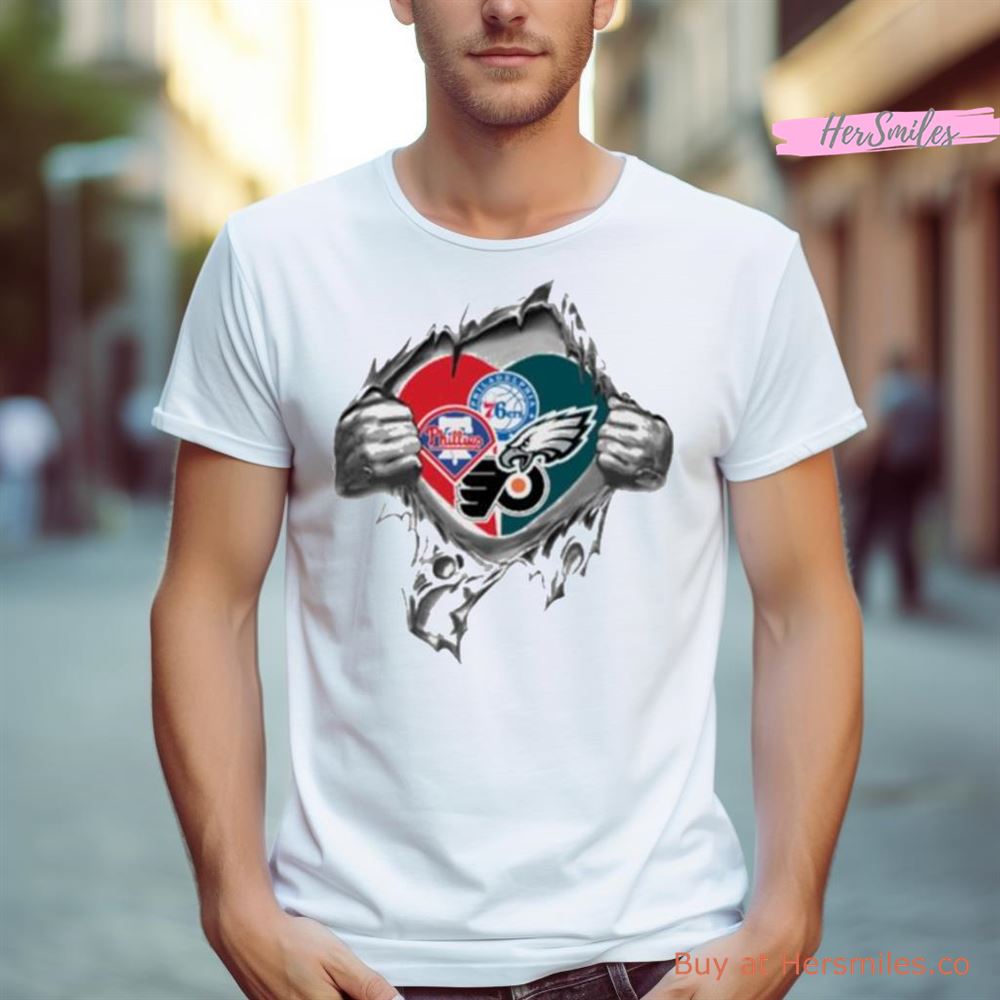 Blood Inside Me Philadelphia Sports Team Phillies 76Ers Eagles And Flyers 2023 Shirt