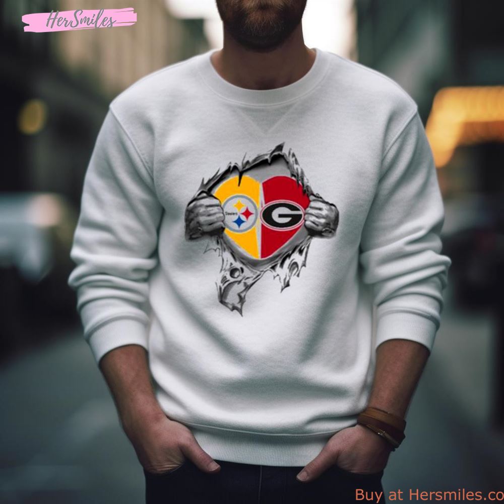 Blood Inside Me Pittsburgh Steelers And Georgia Bulldogs 2023 Shirt