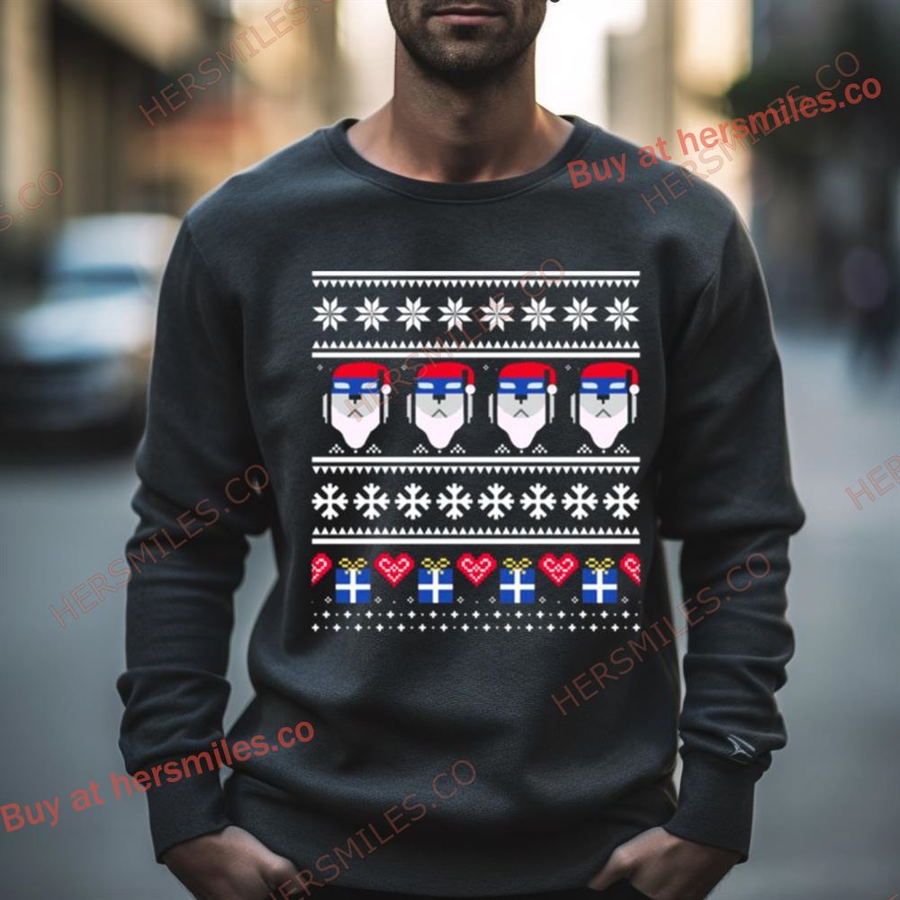 Blue Lion Christmas Pattern Shirt