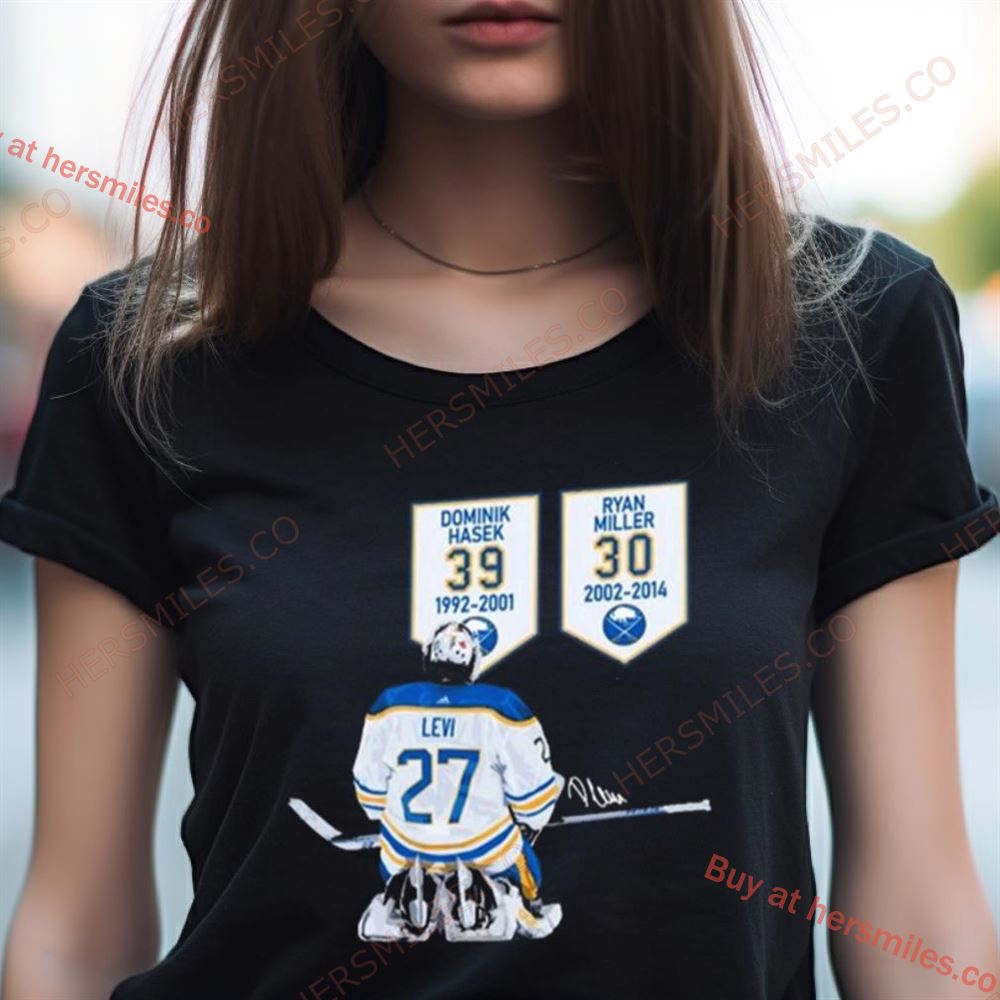 Buffalo Sabres Dominik Hasek 39 1992 2001 And Rya Miller 30 2002 2014 Signature Shirt Buffalo Sabres Dominik Hasek 39 1992 2001 And Rya Miller 30 2002 2014 Signature Shirt
