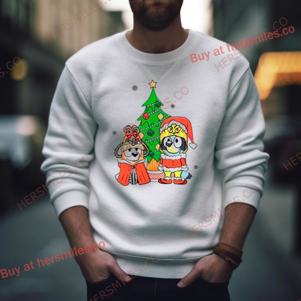 Cartoon Bluey Dog Christmas Tree Shirt