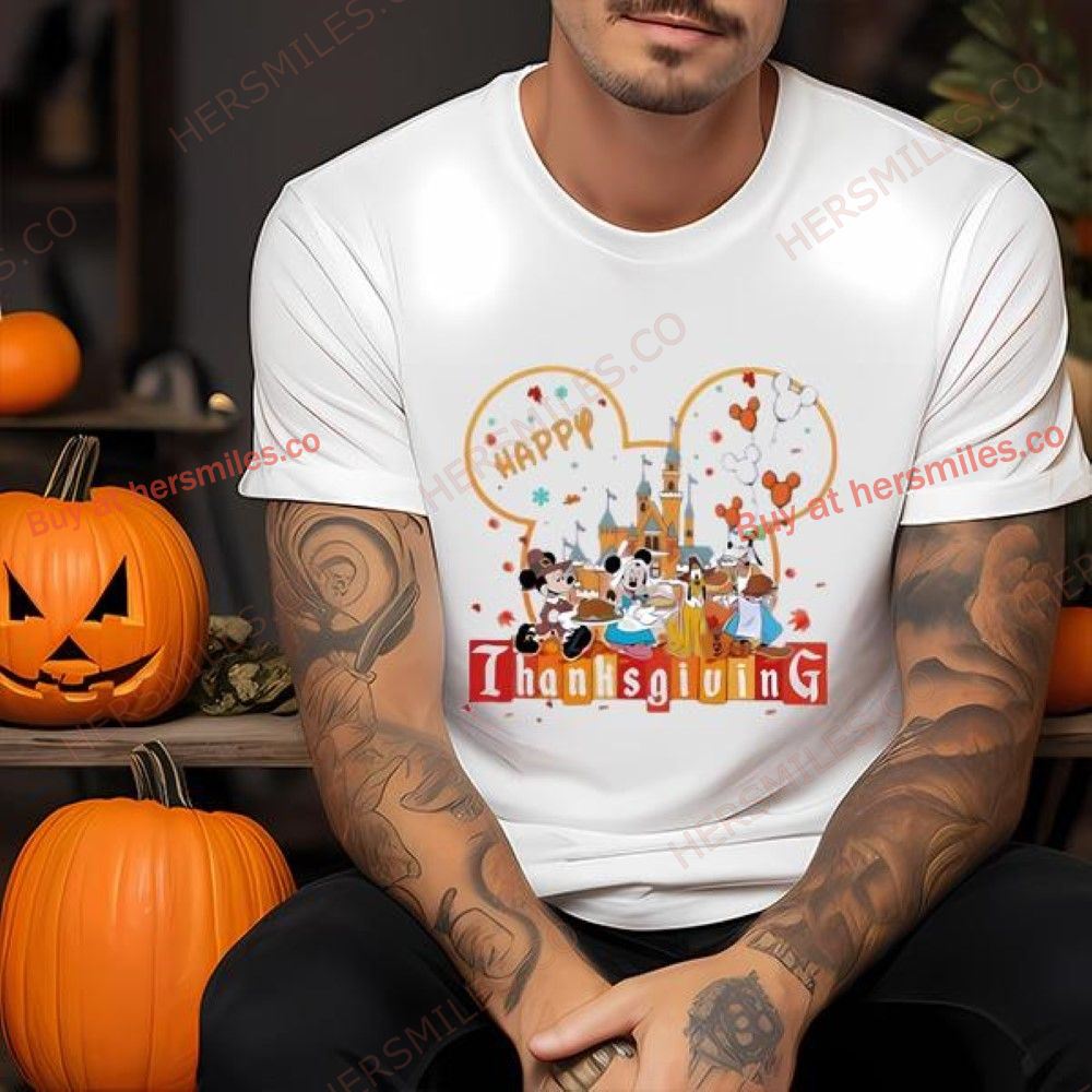 Disneyland Happy Thanksgiving Cute Mickey Mouse Thanksgiving T-Shirt