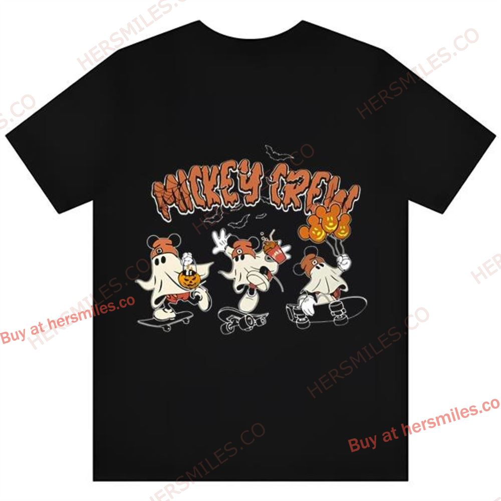 Halloween Mickey Crew Shirt Mickey Boo Skateboarding Sweatshirt Long Sleeve Disney Halloween Shirts