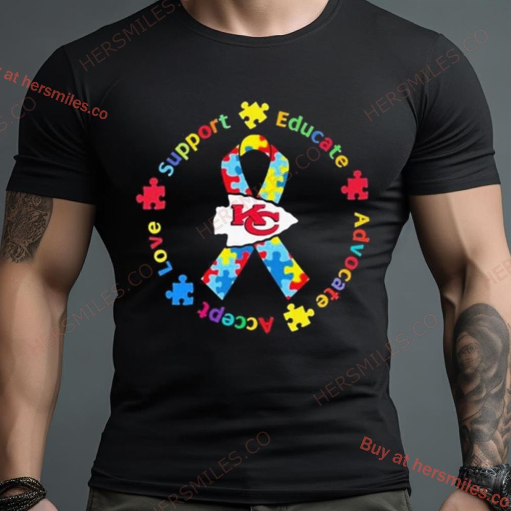 Kansas City Chiefs Support Educate Advocate Accept Love Autism Awareness Shirt