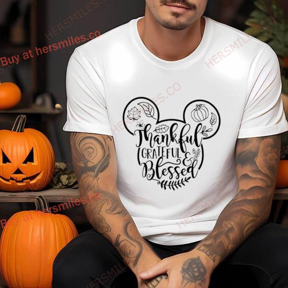 Mickey Mouse Thankful Grateful And Blessed Disney Thanksgiving Shirt