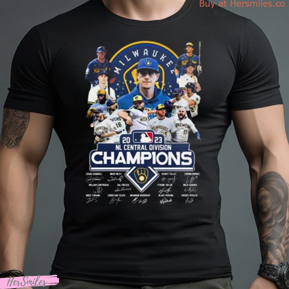 Milwaukee Brewers 2023 Nl Central Division Champions Signatures Shirt