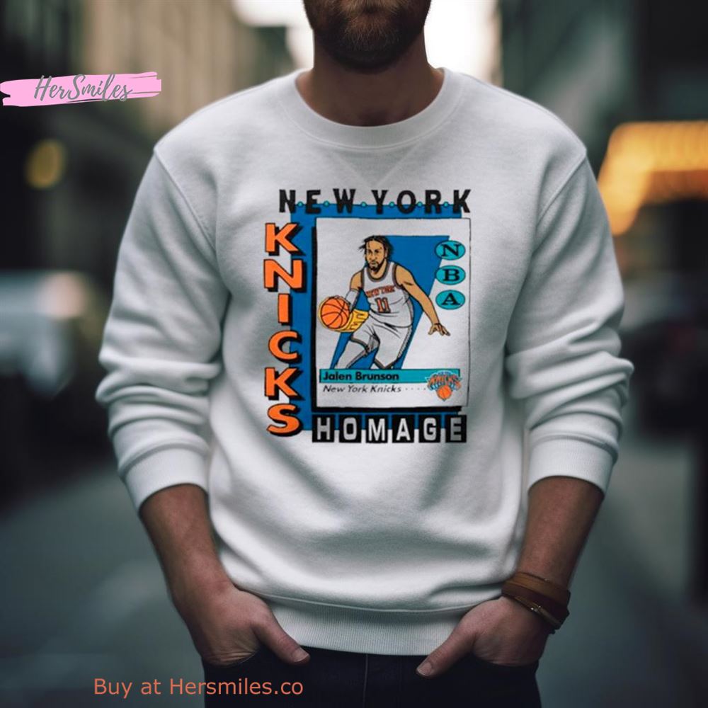 New York Knicks Trading Card Jalen Brunson Nba Player Shirt