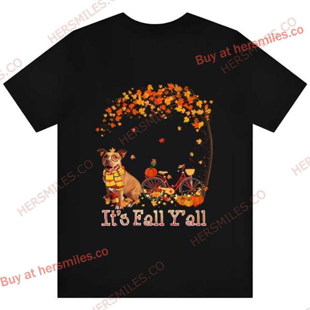 Pitbull Dog Autumn Fall Pumpkin Truck Mappe Thanksgiving T-Shirt