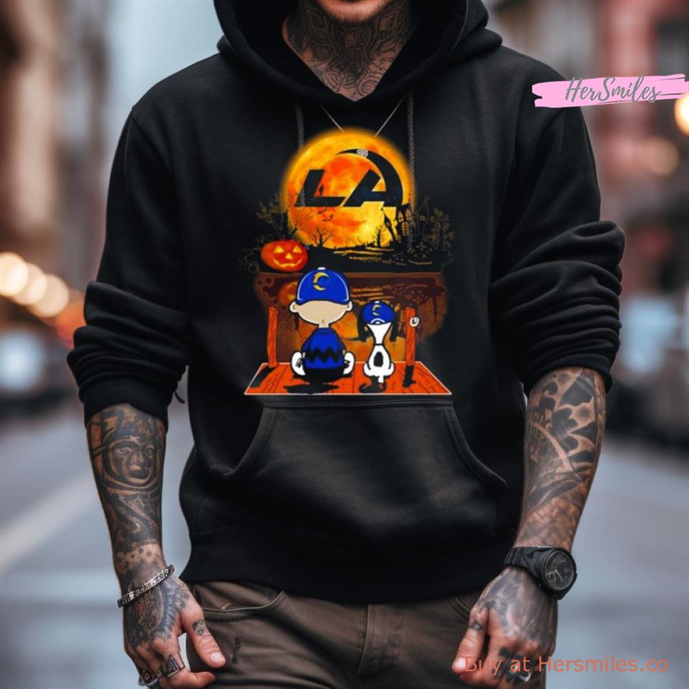 Snoopy And Charlie Brown Los Angeles Rams Sitting Under Moon Halloween 2023 Shirt Snoopy And Charlie Brown Los Angeles Rams Sitting Under Moon Halloween 2023 Shirt