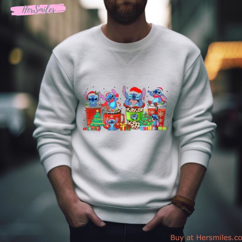 Stitch Drinks Christmas Coffee Design 2023 Shirt