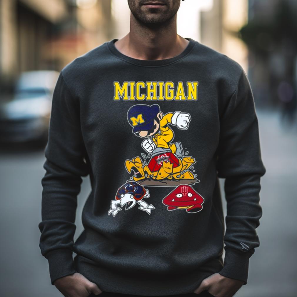 Super Mario Michigan Wolverines Stomp Ohio State Buckeye Penn State And Indiana Hoosiers Shirt