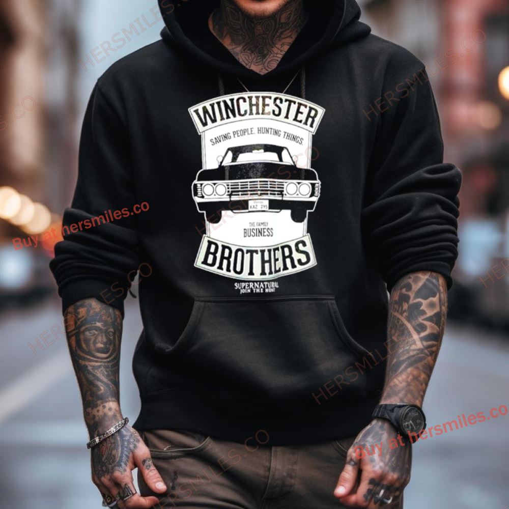 Elbenwald Maglietta Uomo Supernatural Winchester Bros - Nero, Cotone 100%, Taglia M
