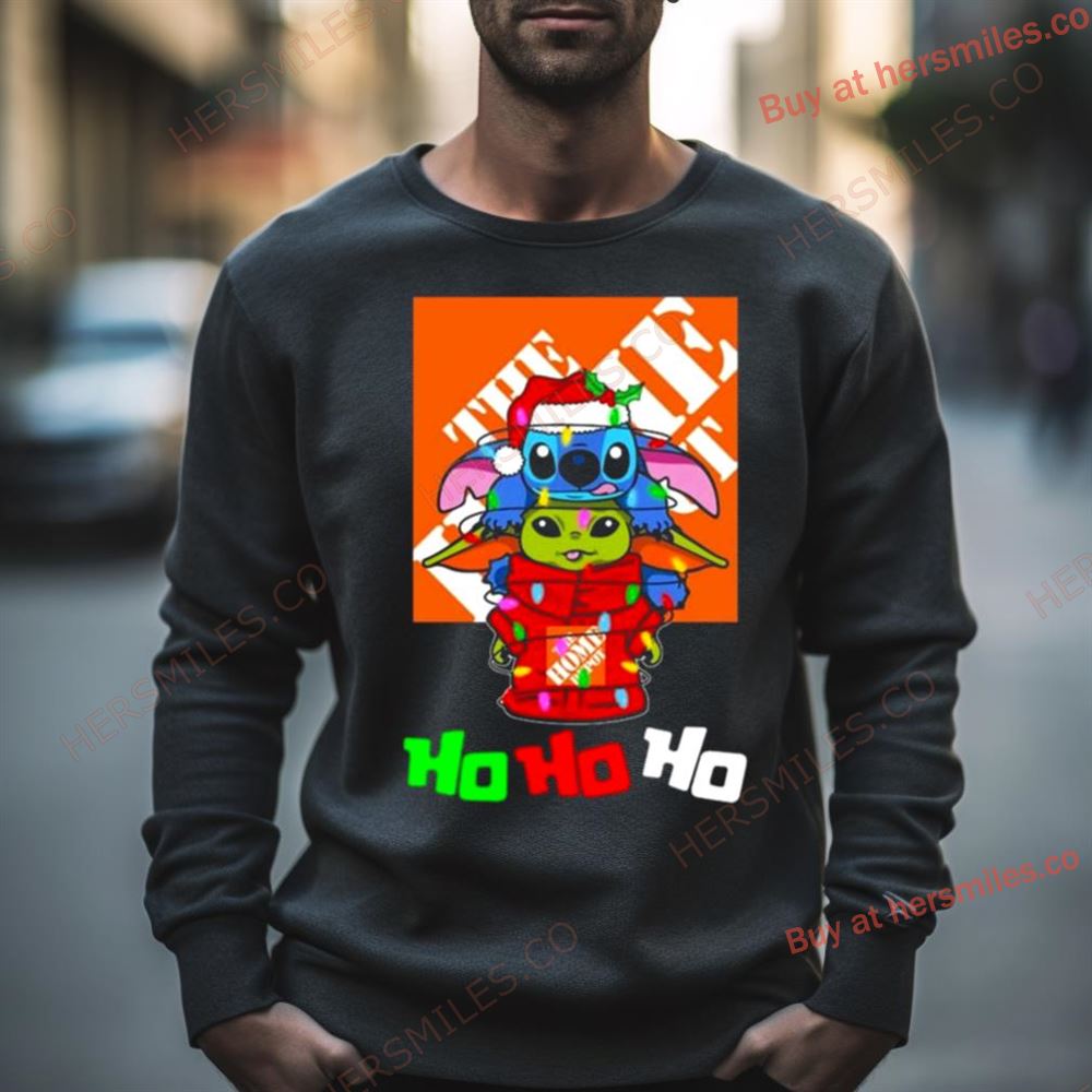 The Home Depot Santa Stitch Yoda Ho Ho Ho Christmas Shirt