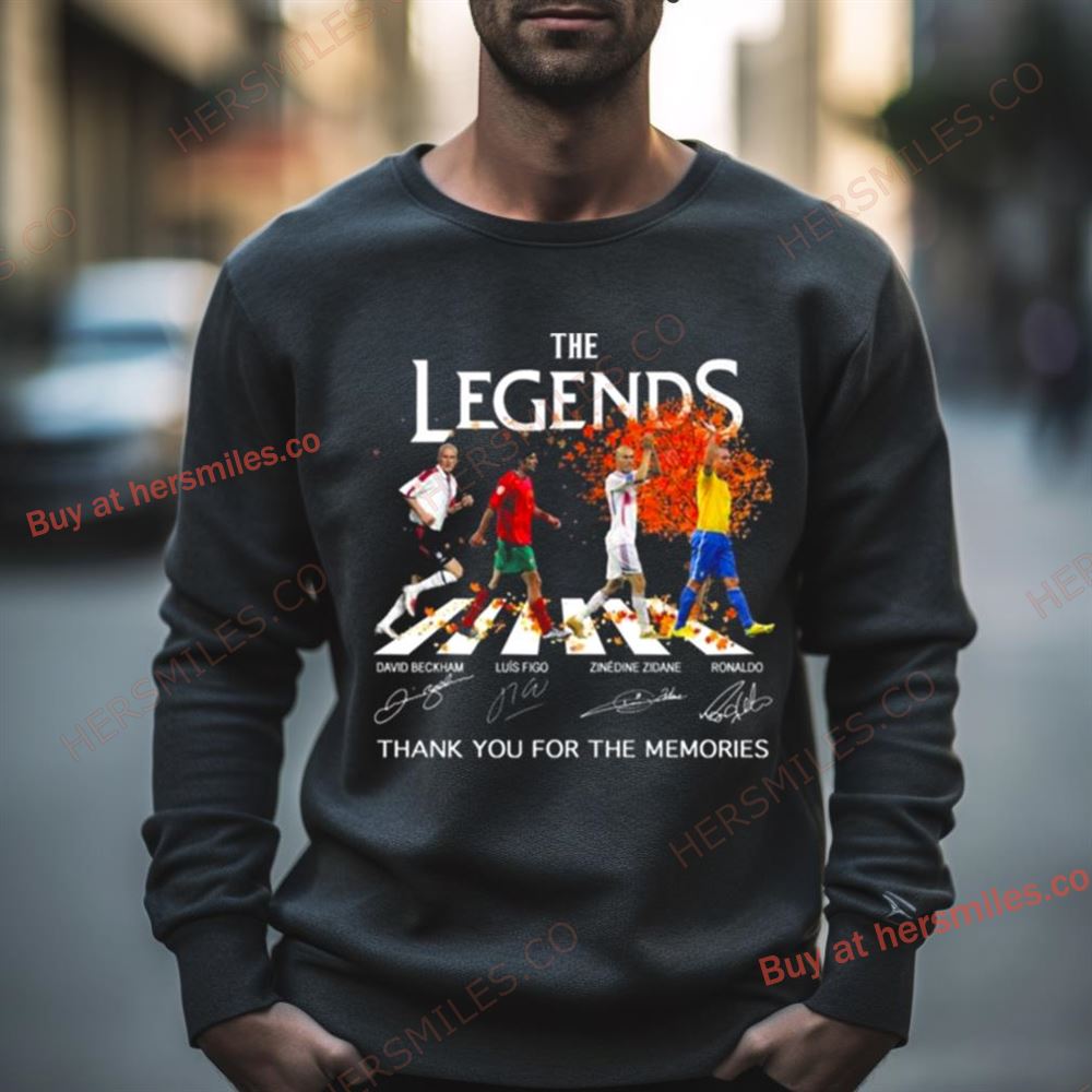 The Legends David Beckham And Luis Figo And Zinedine Zidane And Ronaldo Thank You For The Memories Signatures Shirt