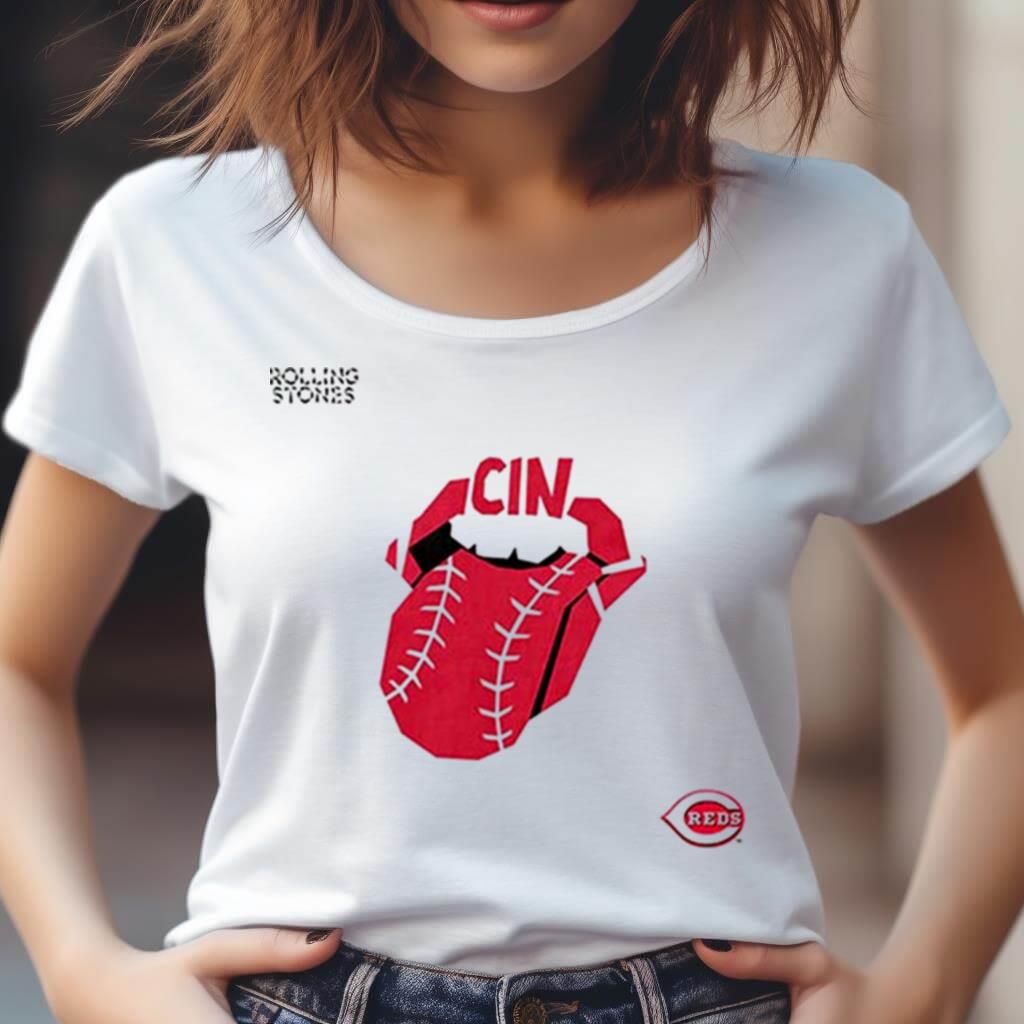 The Rolling Stones X Cincinnati Reds Mlb Hackey Diamonds Limited Edition Vinyl Collection Collab Shirt The Rolling Stones X Cincinnati Reds Mlb Hackey Diamonds Limited Edition Vinyl Collection Collab Shirt