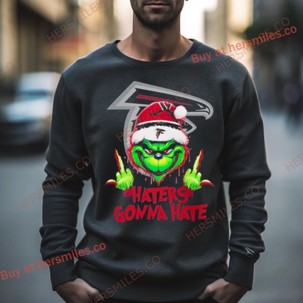 Atlanta Falcons Grinch Middle Finger Haters Gonna Hate Logo Shirt
