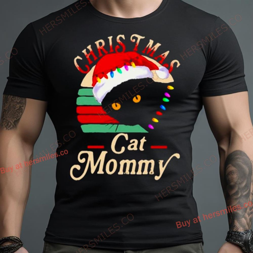 Black Cat Santa Christmas Cat Mommy Vintage Shirt