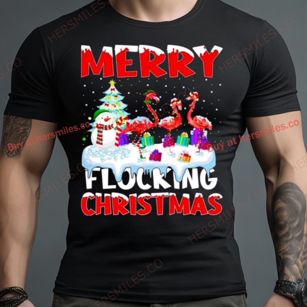 Flamingo Merry Flocking Christmas Shirt