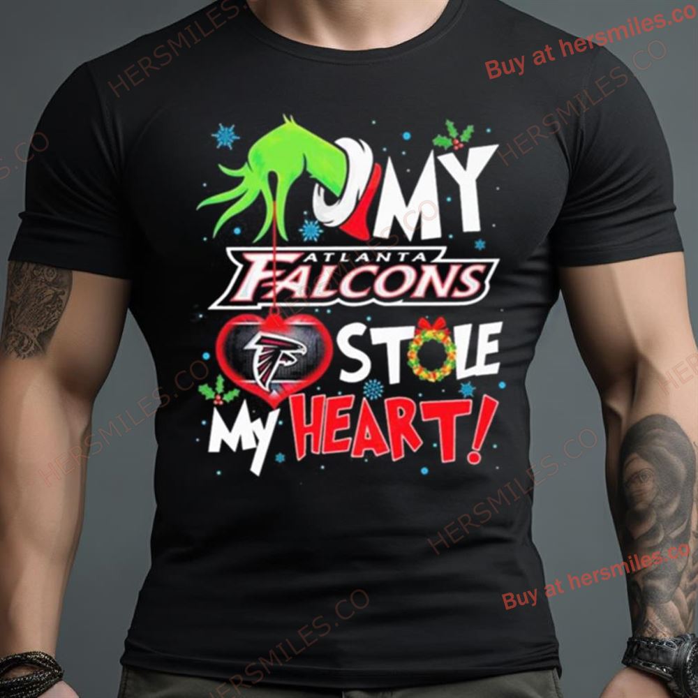 Grinch Hand My Atlanta Falcons Stole My Heart Christmas Shirt