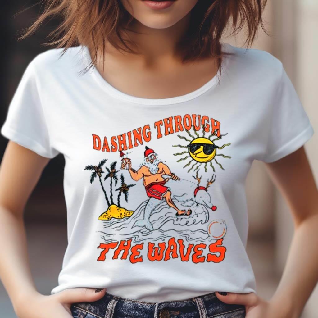 Miami Dolphins Santa Claus Dashing Through The Waves Christmas Shirt Miami Dolphins Santa Claus Dashing Through The Waves Christmas Shirt