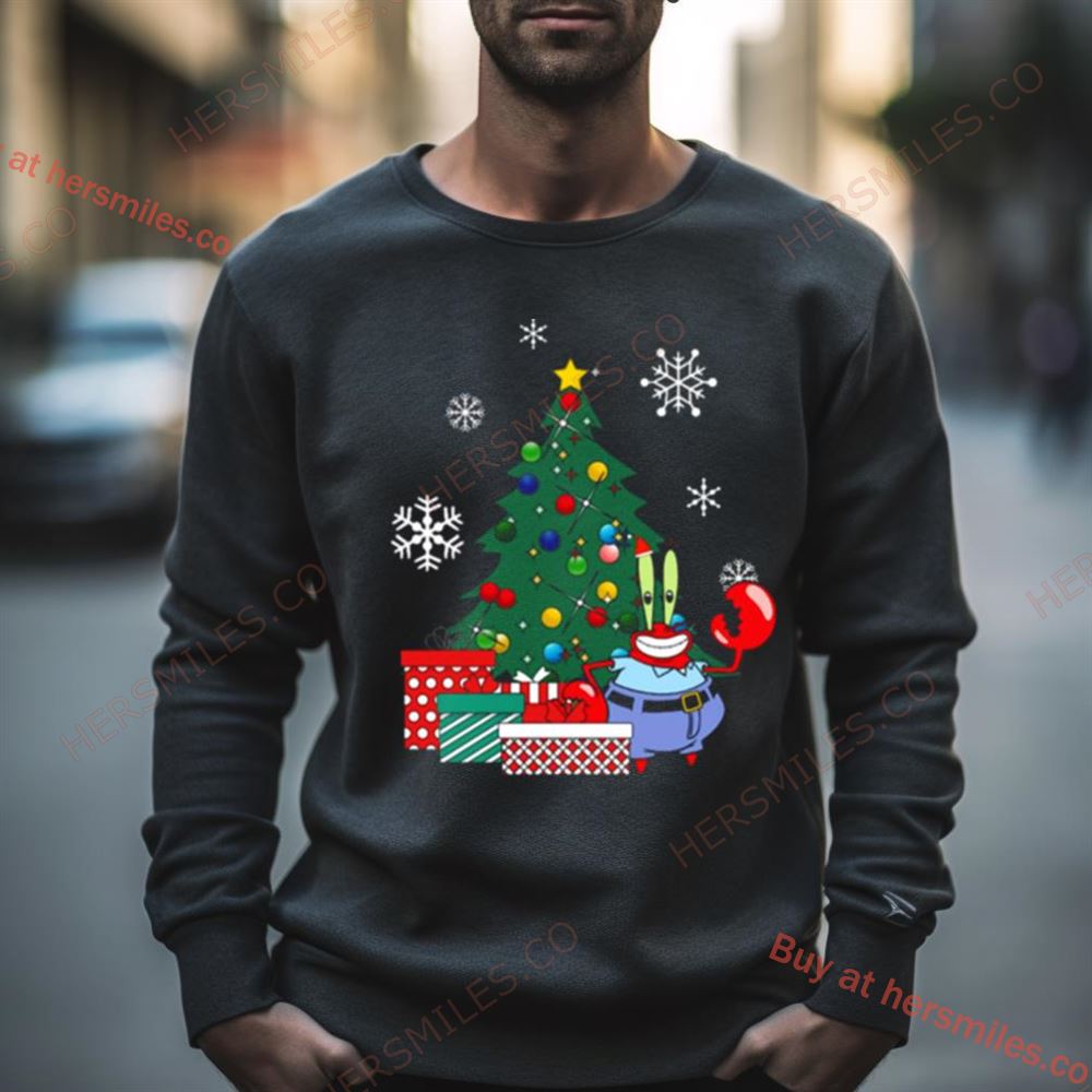 Mr Krabs Around The Christmas Tree Spongebob Shirt