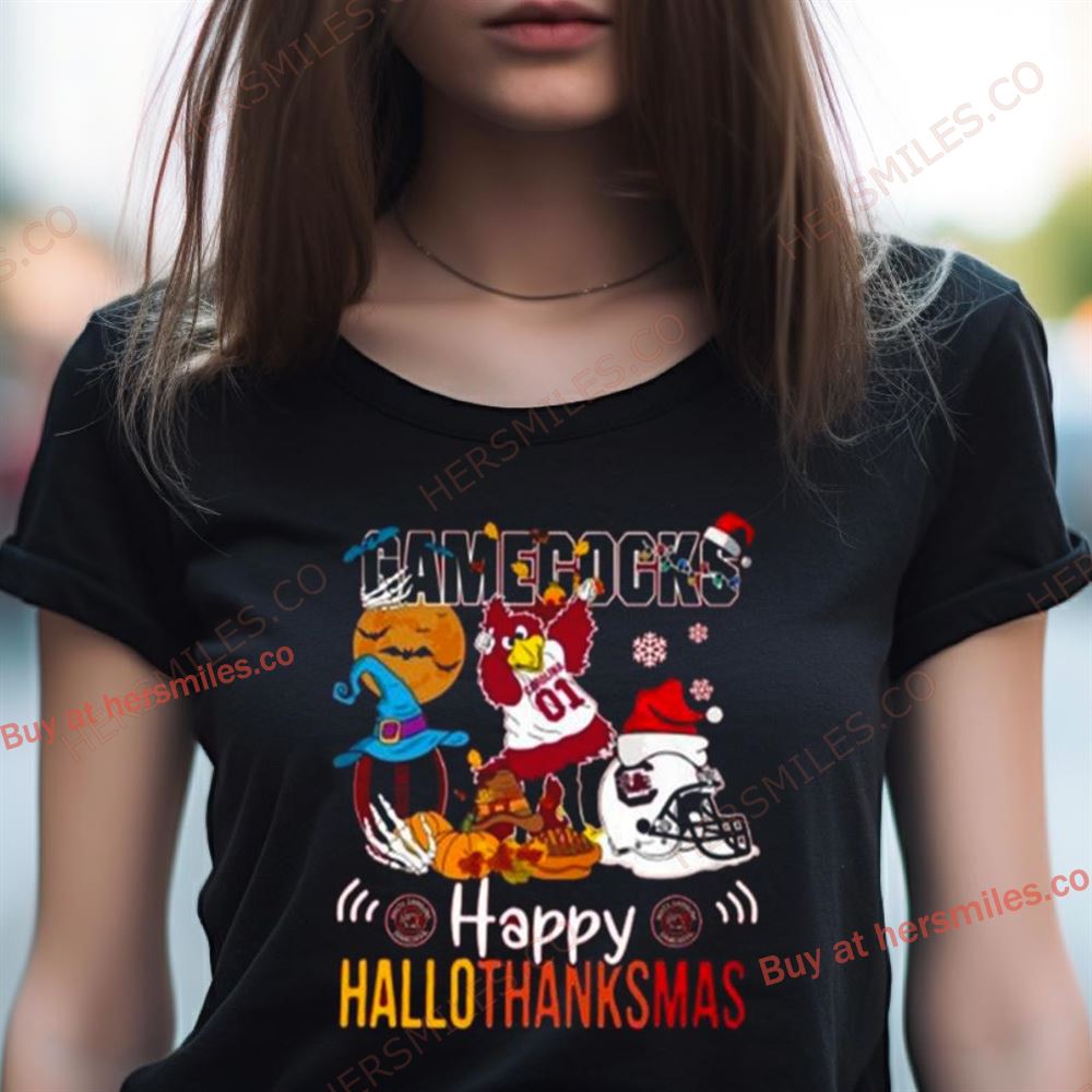 Ncaa South Carolina Gamecocks Mascot Happy Hallothanksmas Shirt Ncaa South Carolina Gamecocks Mascot Happy Hallothanksmas Shirt