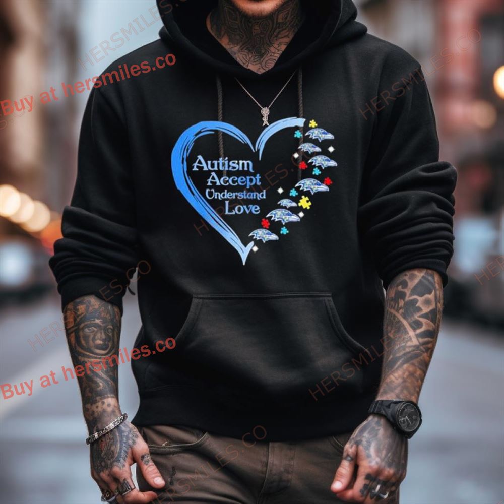 Nfl Baltimore Ravens Autism Accept Understand Heart Love Shirt Nfl Baltimore Ravens Autism Accept Understand Heart Love Shirt