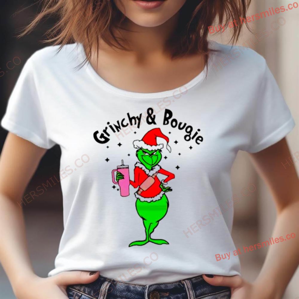 Santa Grinchy And Bougie Pink Tumbler Shirt Santa Grinchy And Bougie Pink Tumbler Shirt
