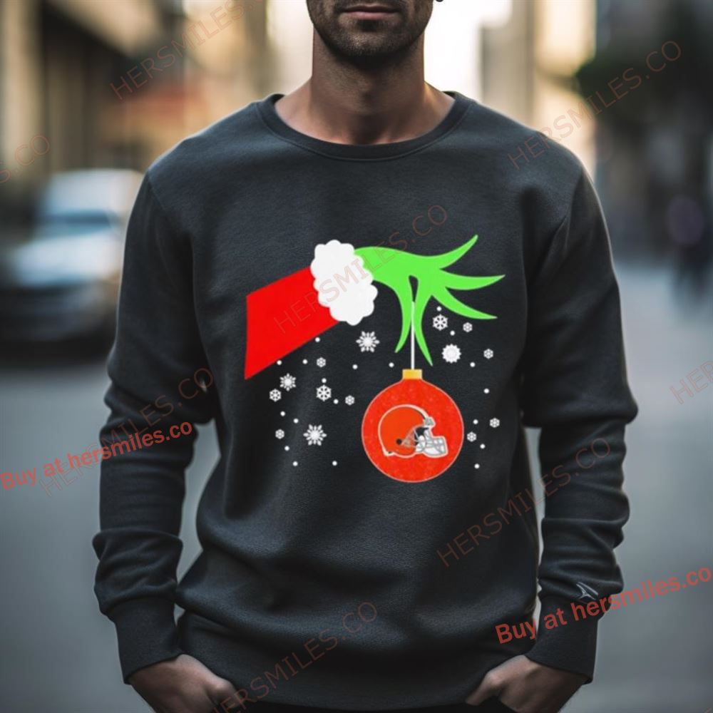 The Grinch Hand Christmas Ornament Cleveland Browns 2023 Shirt