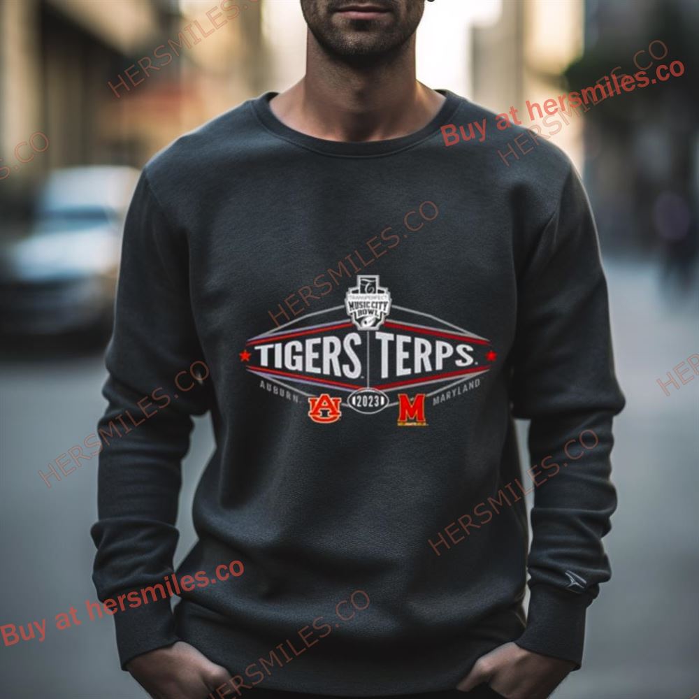 2023 Transperfect Music City Bowl Auburn Tigers Vs Maryland Terrapins 2 Team Shirt