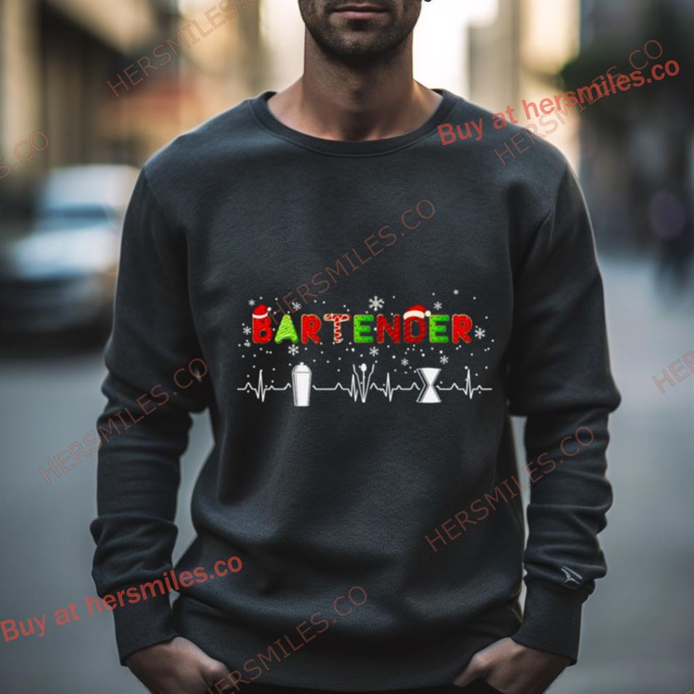 Bartender Heartbeat Christmas Shirt