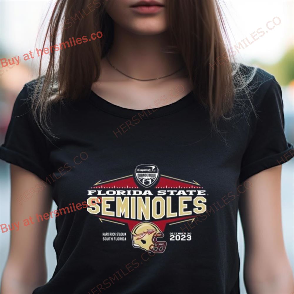 Florida State Seminoles 2023 Capital One Orange Bowl Hard Rock Stadium Helmet Shirt Florida State Seminoles 2023 Capital One Orange Bowl Hard Rock Stadium Helmet Shirt