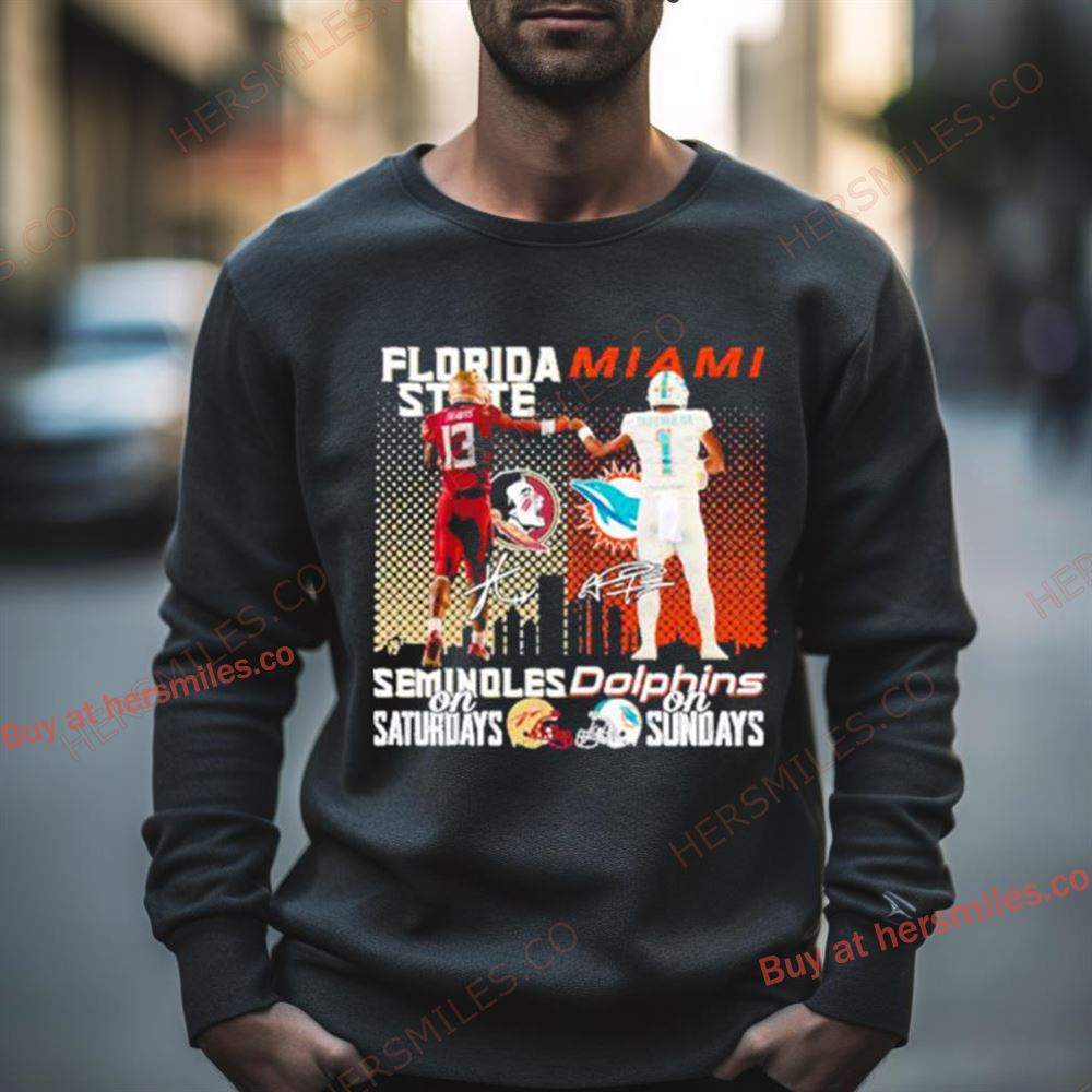 Florida State Seminoles On Saturdays Miami Dolphins On Sunday Signature Shirt