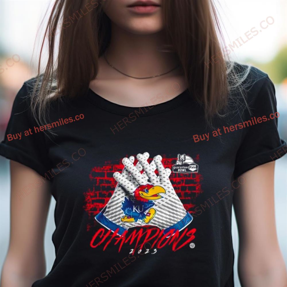 Kansas Jayhawks Football 2023 Guaranteed Rate Bowl Champions Gloves Shirt Kansas Jayhawks Football 2023 Guaranteed Rate Bowl Champions Gloves Shirt