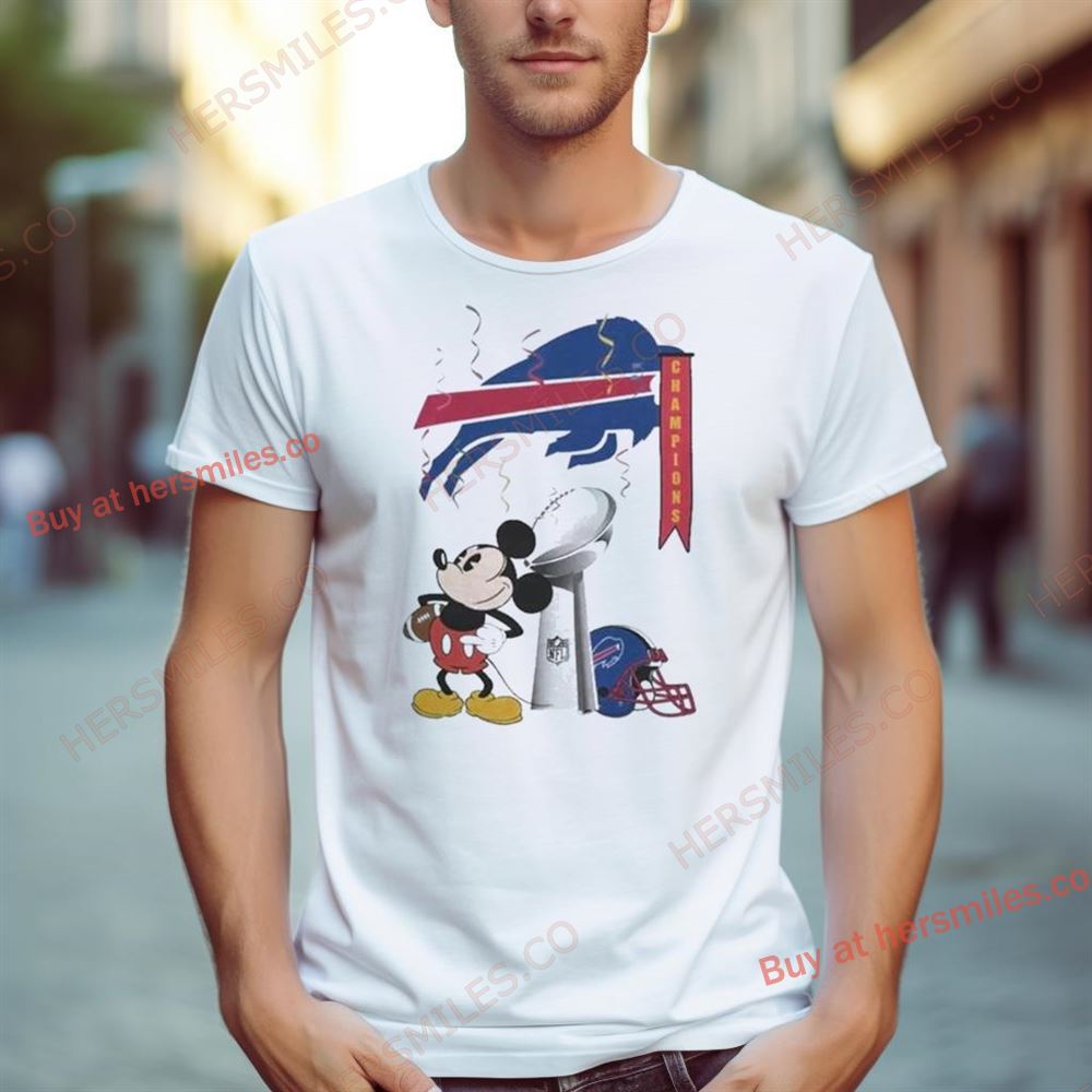 Mickey Mouse Nfl Buffalo Bills Football Super Bowl Champions Helmet Logo Shirt