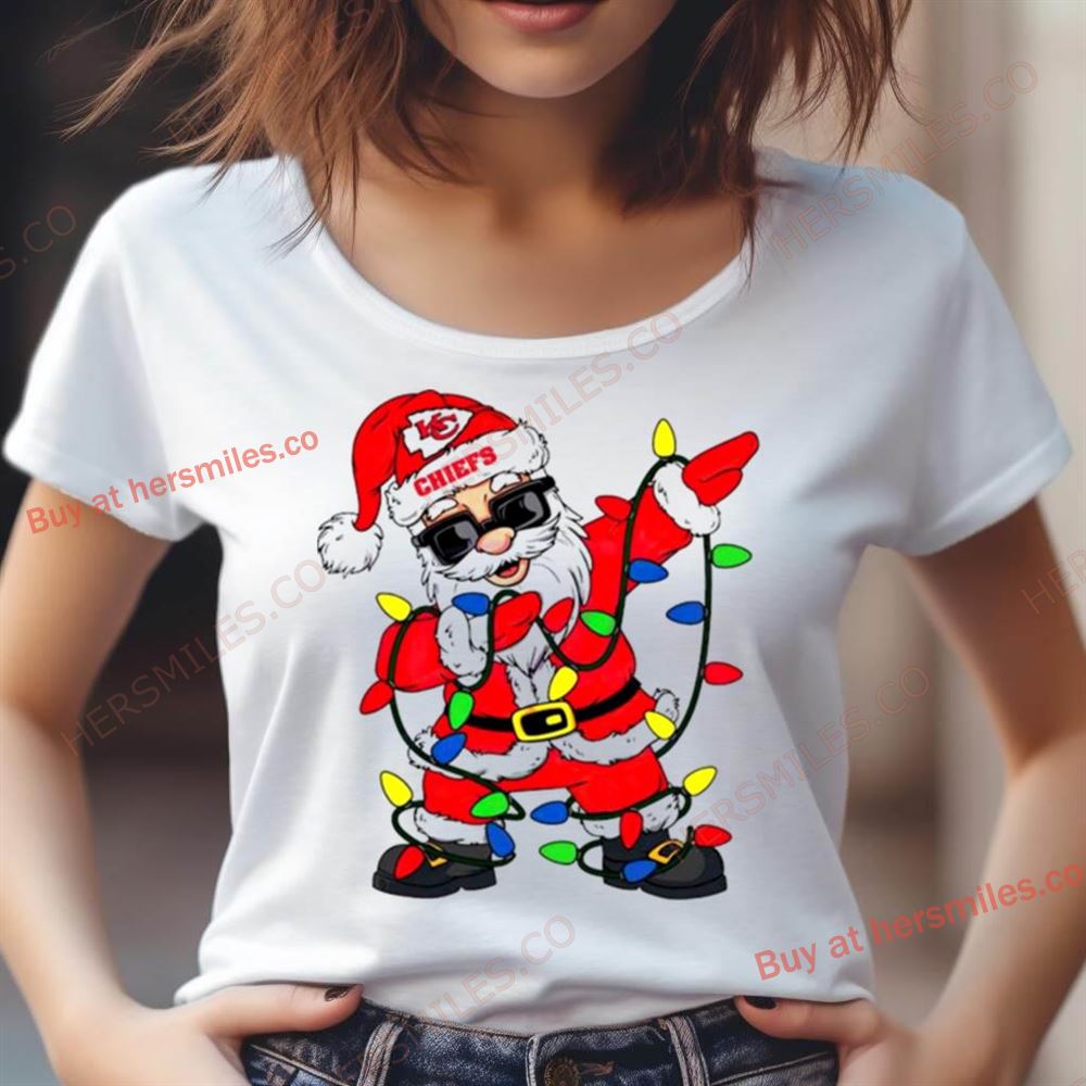 Santa Dabbing Kansas City Chiefs Christmas Lights Shirt Santa Dabbing Kansas City Chiefs Christmas Lights Shirt