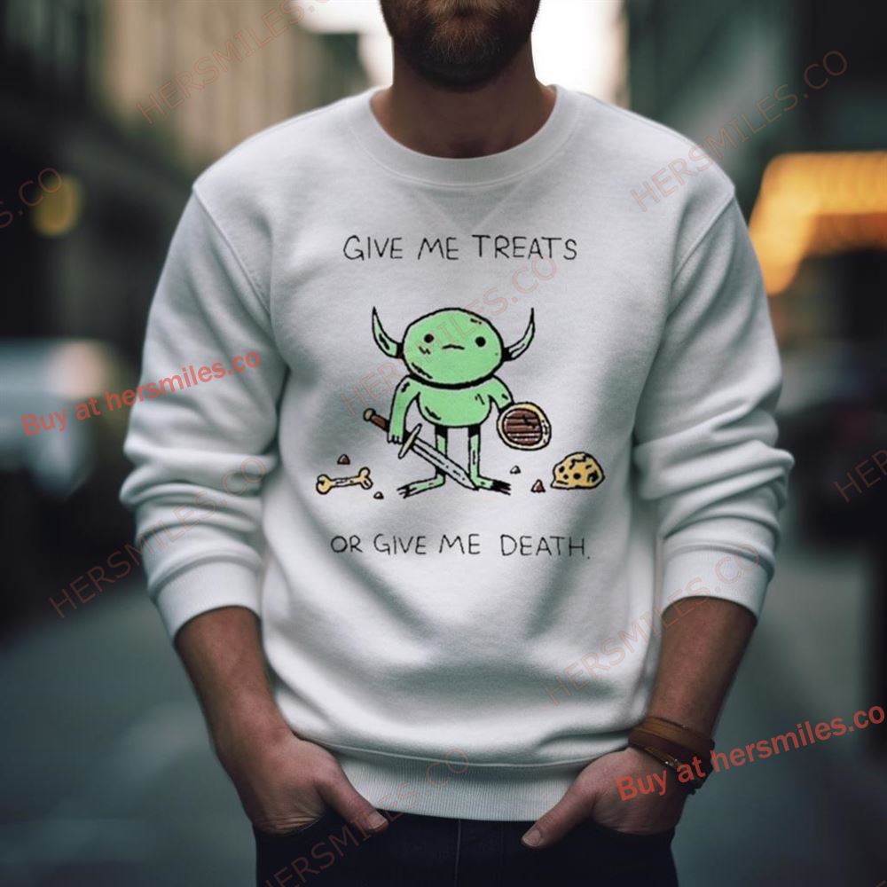 Wizard Of Barge Goblin Drawings Give Me Treats Or Give Me Death Shirt