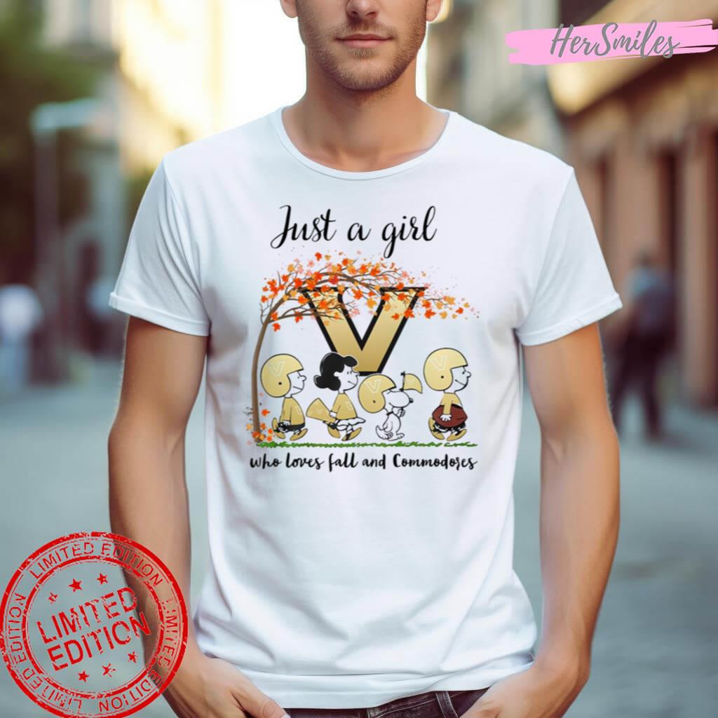 Just A Girl Who Loves Fall And Commodores Peanuts Cartoon Halloween Shirt