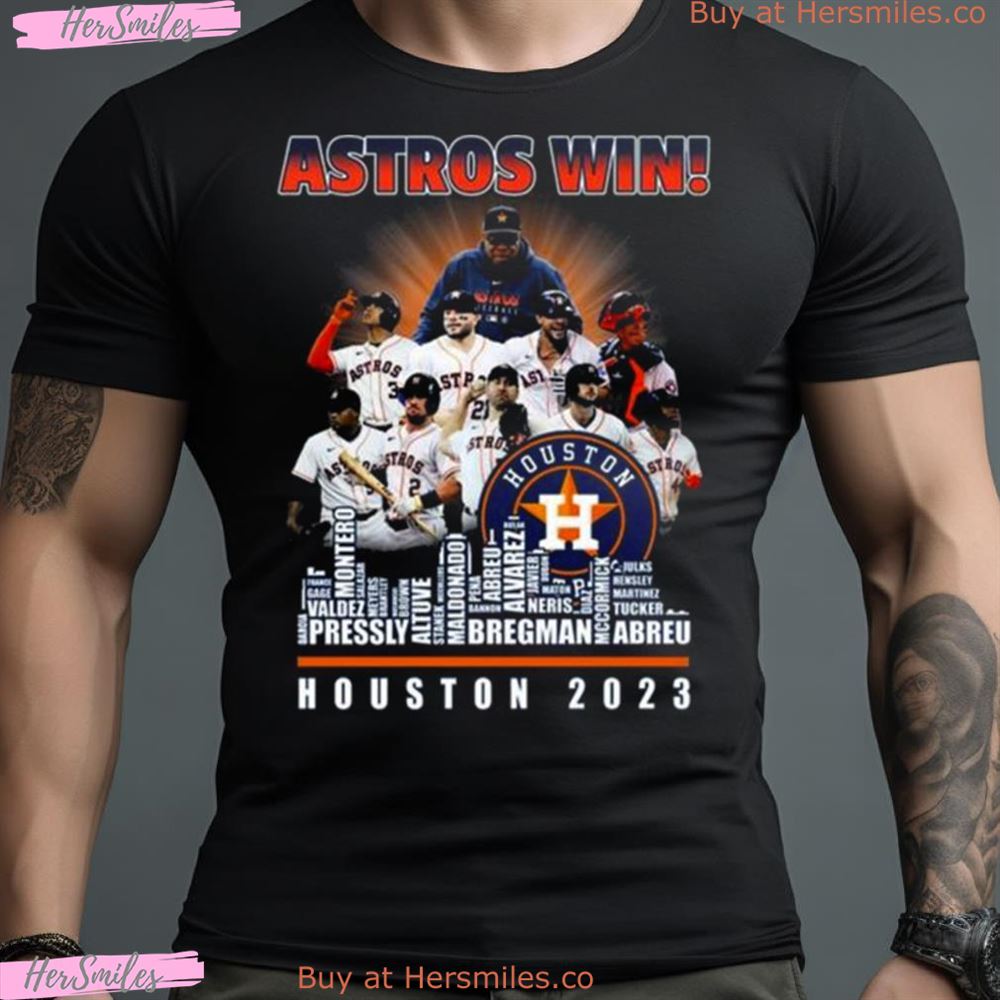 Astros Win Houston 2023 Player Names Skyline Shirt