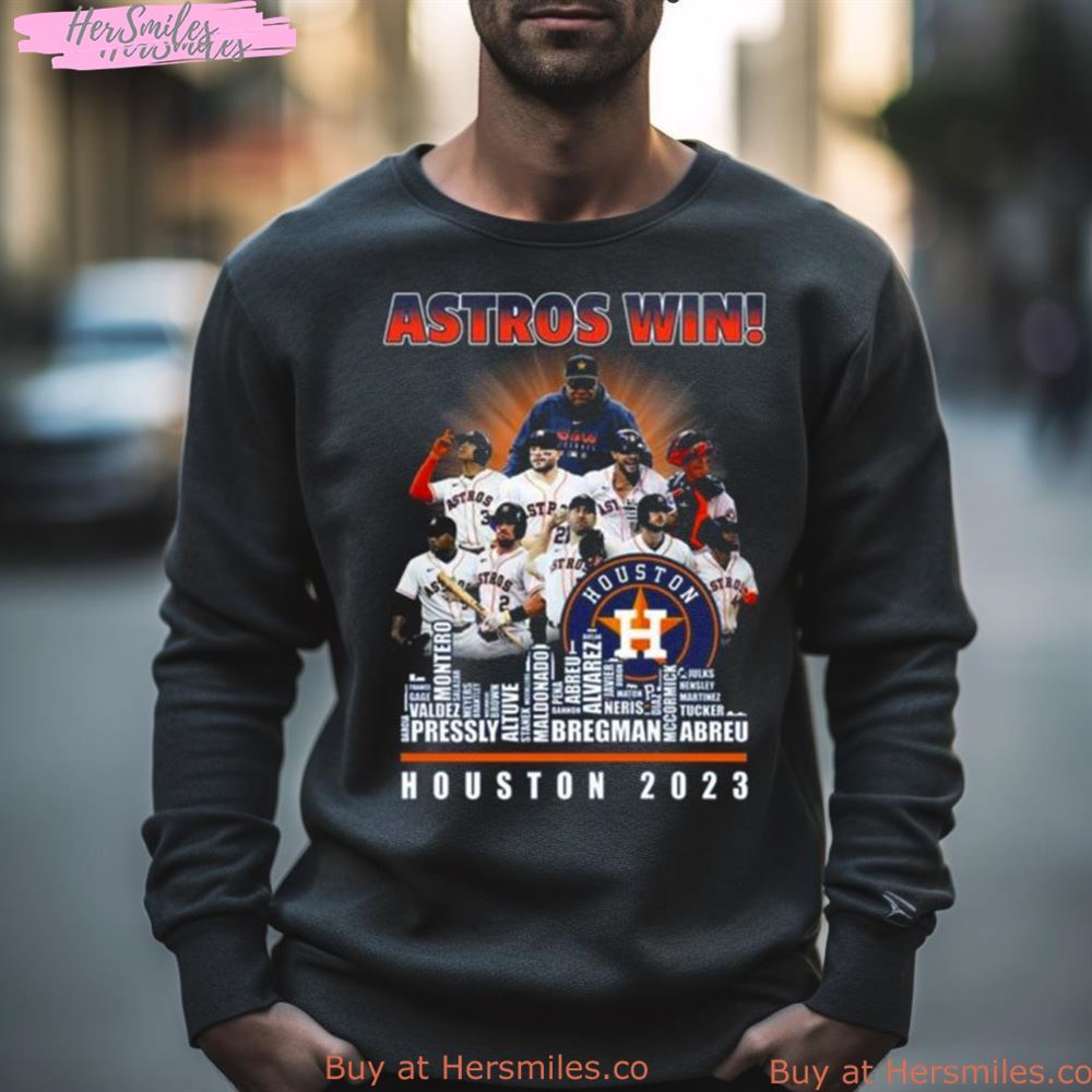 Astros Win Houston 2023 Player Names Skyline Shirt