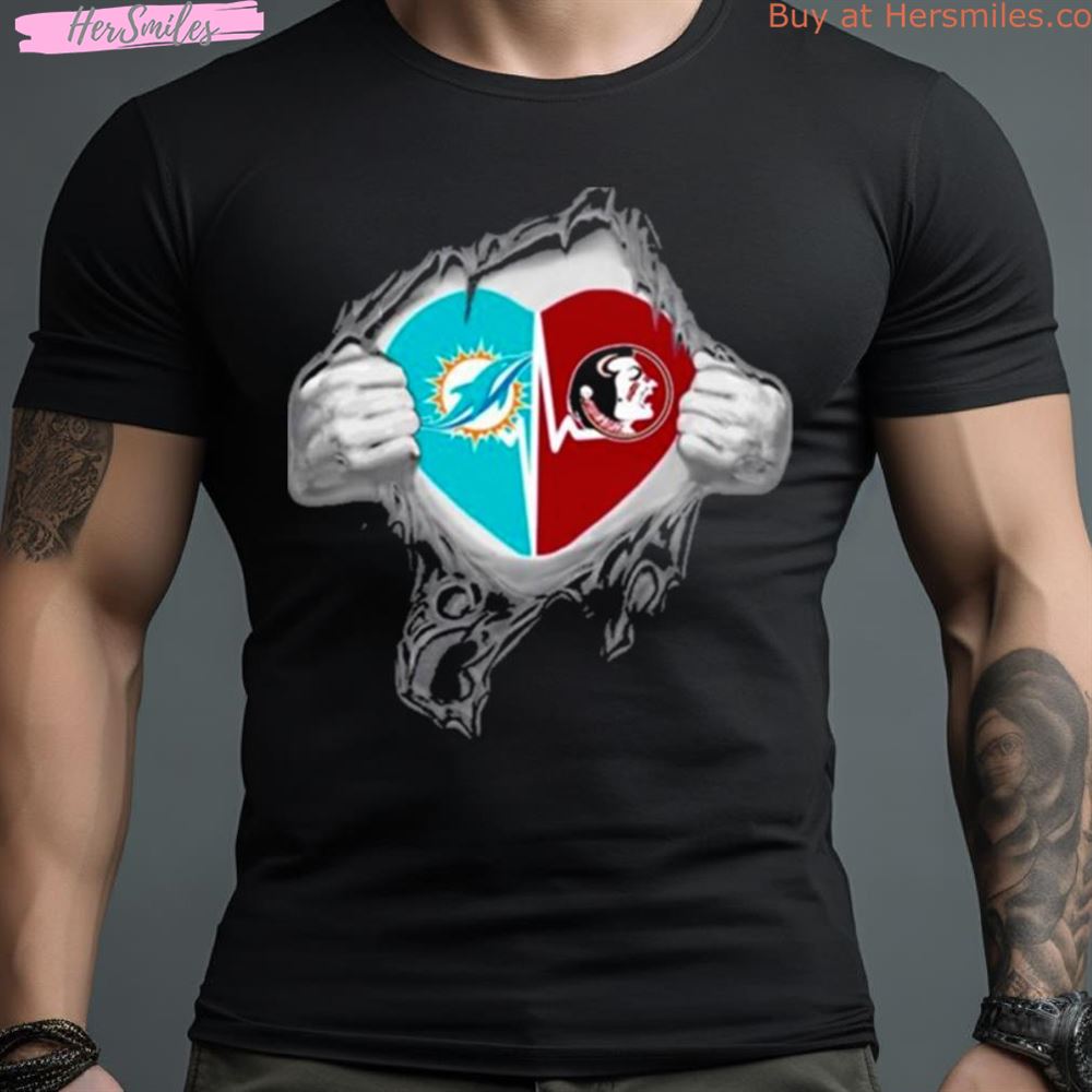 Blood Inside Me Miami Dolphins And Florida State Seminoles It’S In My Heart Shirt