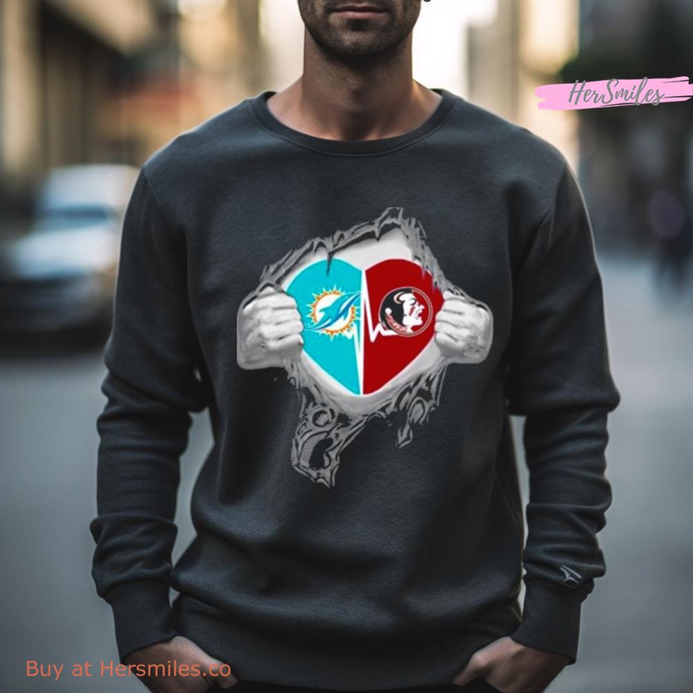 Blood Inside Me Miami Dolphins And Florida State Seminoles It’S In My Heart Shirt