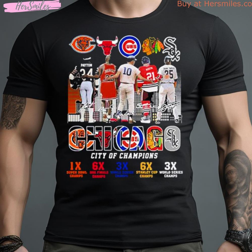 Chicago Bears Cubs Bulls White Sox Blackhawks City Of Champions Shirt
