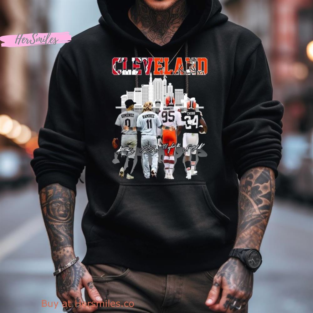 Cleveland Guardians Gimenez Ramirez And Browns Garrett Chubb Signatures T Shirt Cleveland Guardians Gimenez Ramirez And Browns Garrett Chubb Signatures T Shirt