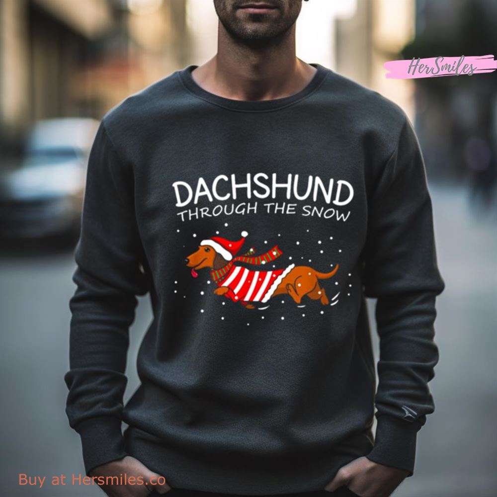 Dachshund Through The Snow Funny Dog Christmas Shirt