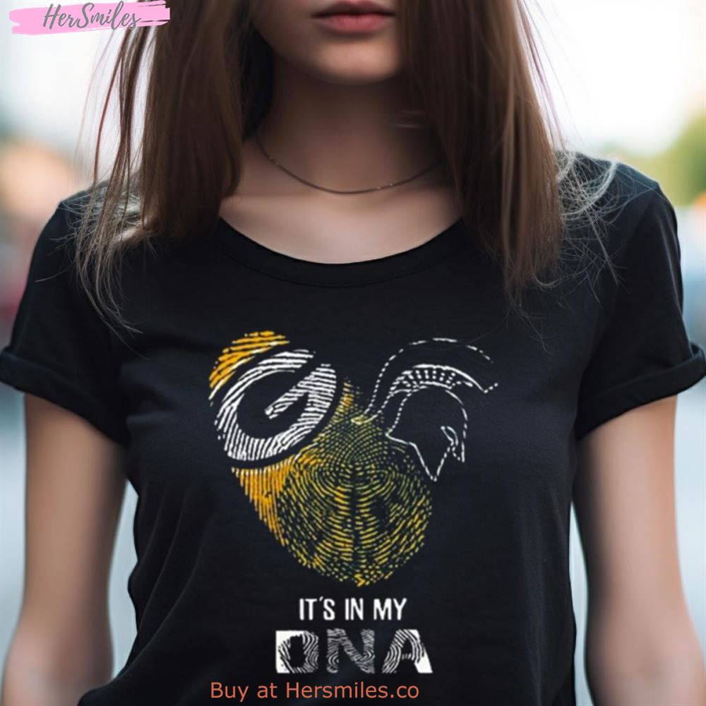 Green Bay Packers And Michigan State Spartans Heart It'S In My Dna 2023 Shirt Green Bay Packers And Michigan State Spartans Heart It'S In My Dna 2023 Shirt