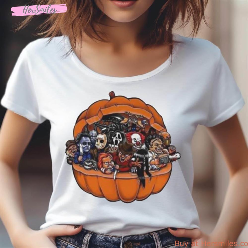Horror Movies Characters In Pumpkin Halloween 2023 Shirt Horror Movies Characters In Pumpkin Halloween 2023 Shirt