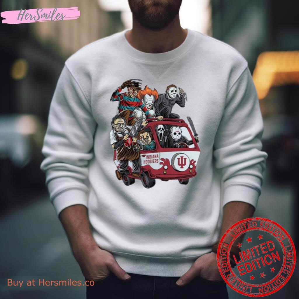 Indiana Hoosiers Horror Movies Characters Bus Halloween 2023 Shirt