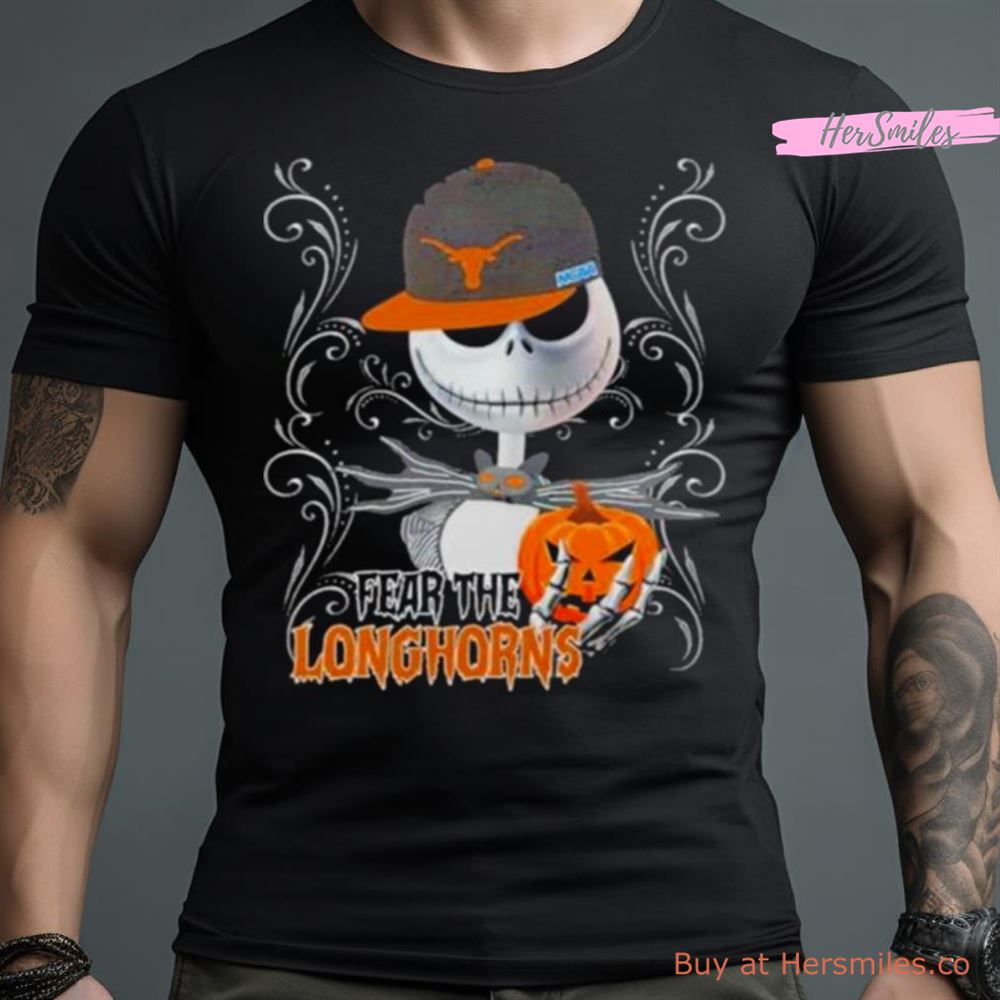 Jack Skellington Fear The Texas Longhorns Pumpkin Halloween Shirt